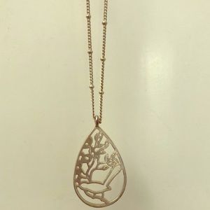 Sterling Silver Necklace w/Tree Pattern Pendant